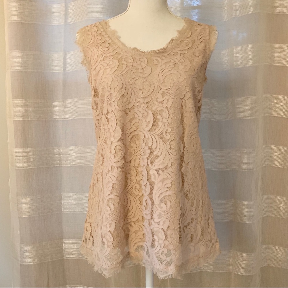 Nude Lace Tank Top Blouse
